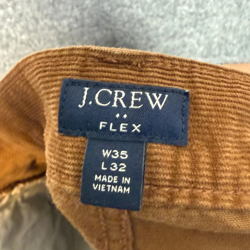 J. Crew‎ Corduroy Pants Mens 35x28 Burnt Orange Slim Flex Straight Leg Casual